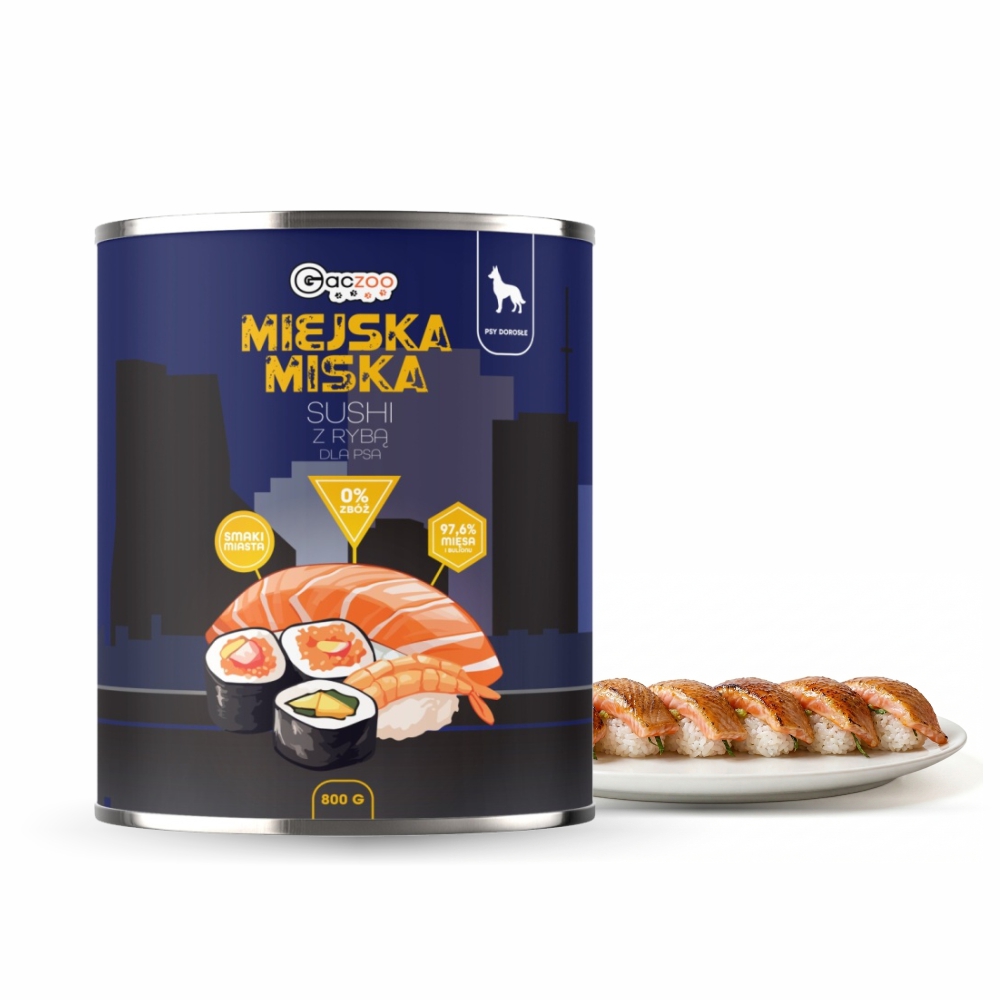 Gaczoo Miejska Miska karma mokra dla psa Sushi z łososiem Style 800g